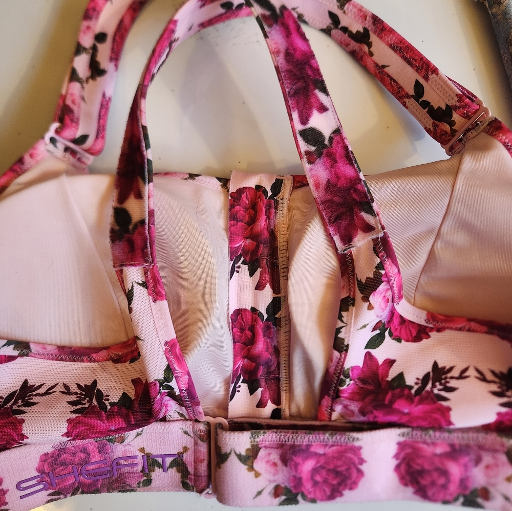 SHEFIT 3Luxe High Impact Floral Pink Women's Sports Bra L Or XL - Picture 16 of 16